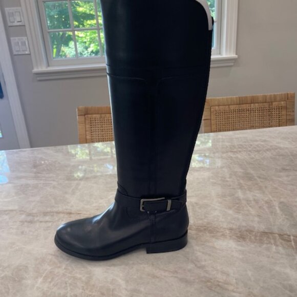 Marc Fisher Black Leather Riding Boots, Size 7. - Picture 1 of 10